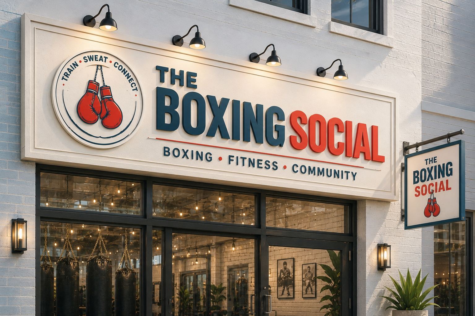 The Boxing Social interior — 2,000 sq ft open concept studio